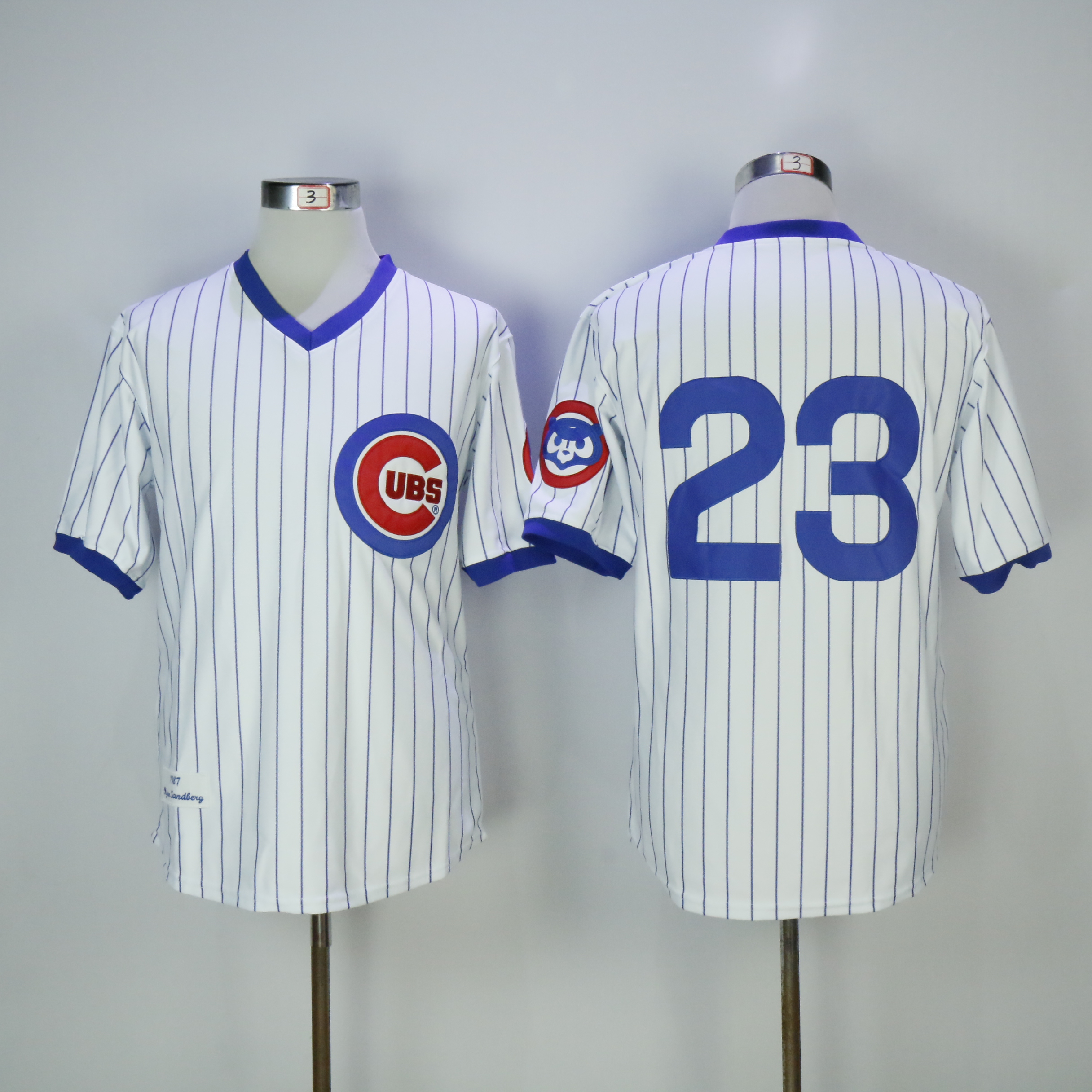 Men Chicago Cubs #23 Sandberg White Throwback MLB Jerseys->chicago cubs->MLB Jersey